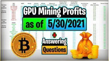 GPU Mining Profits as of 5/30/21 | Answering Questions | Twitch Recap